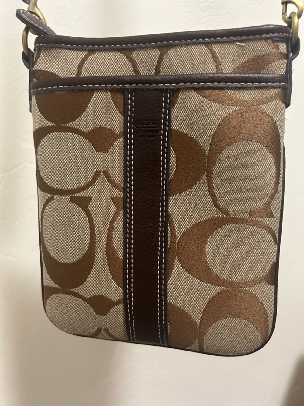 Coach  Tan and Brown Signature Messenger Bag-copy
